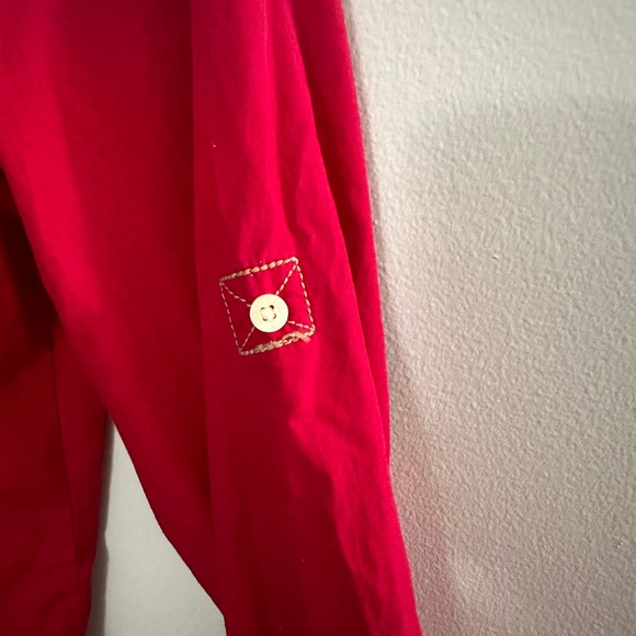 Tommy Hilfiger Top Button Down Long Sleeve Chest Pockets Red Medium - Picture 8 of 10